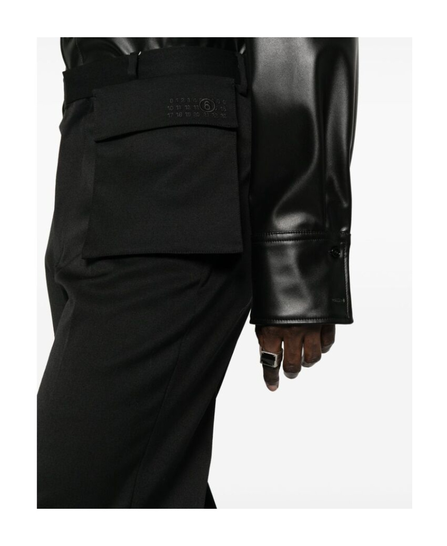 Mm6 Maison Margiela Logo-embroidered Straight-leg Tailored Trousers In Black