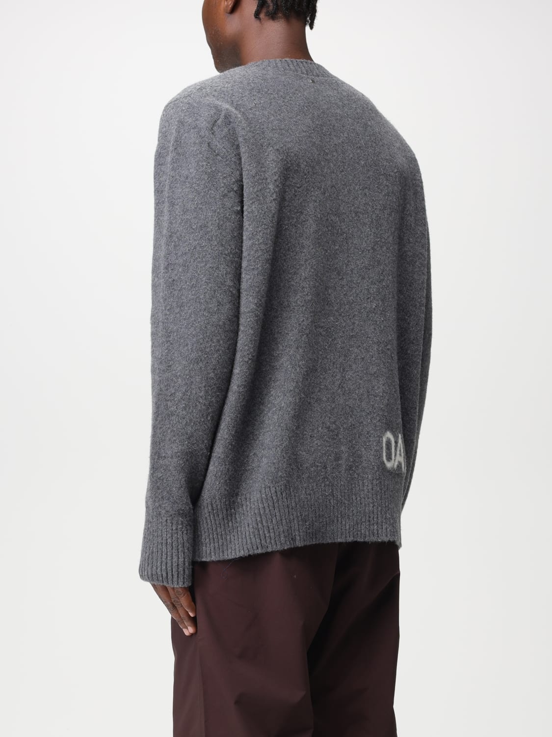 Oamc Relaxed Fit Wool Sweater With Ribbed Detailing In Black