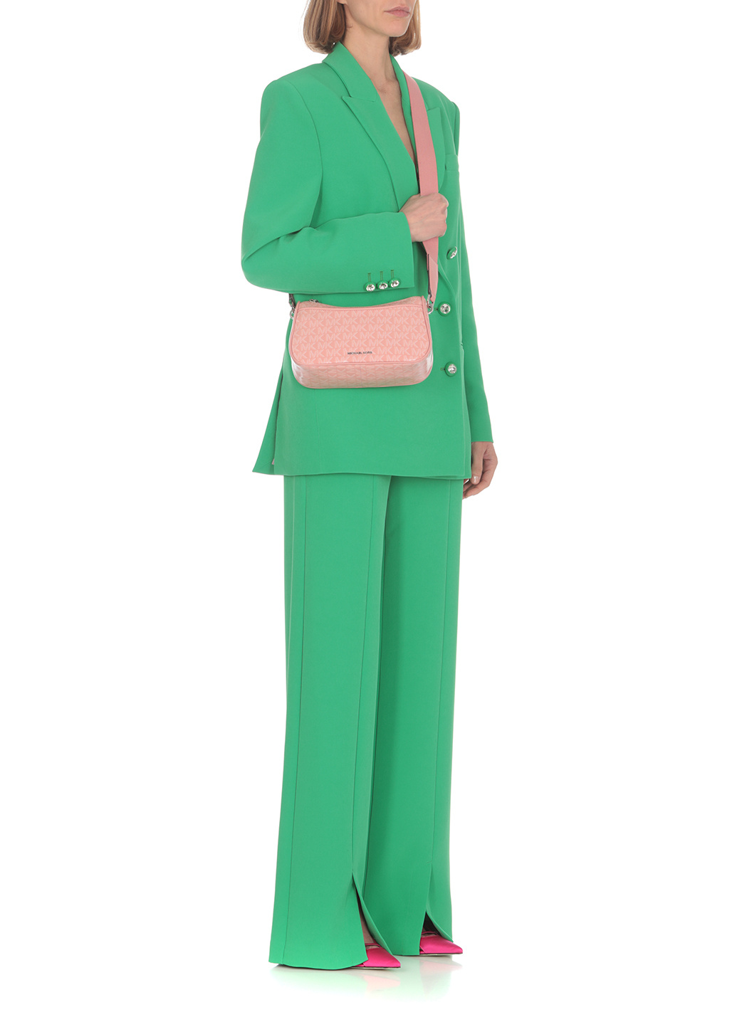 Michael Michael Kors Jet Set Monogram Crossbody Bag In Pink