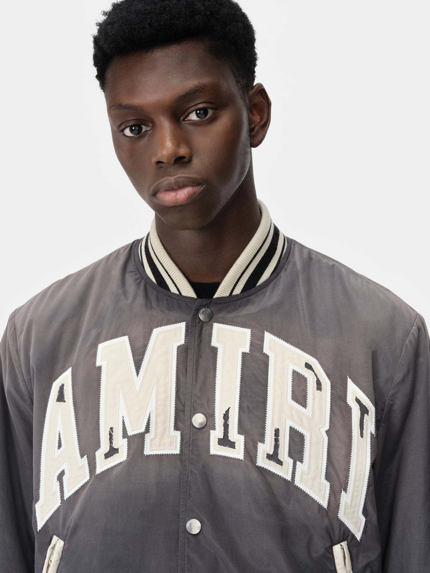Shop Amiri Logo-embroidered Bomber Jacket In Black