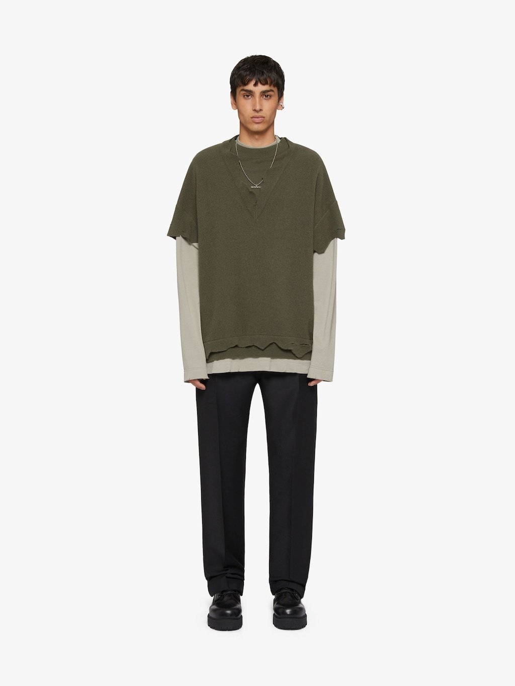 Givenchy Wool Long-sleeved T-shirt In Brown