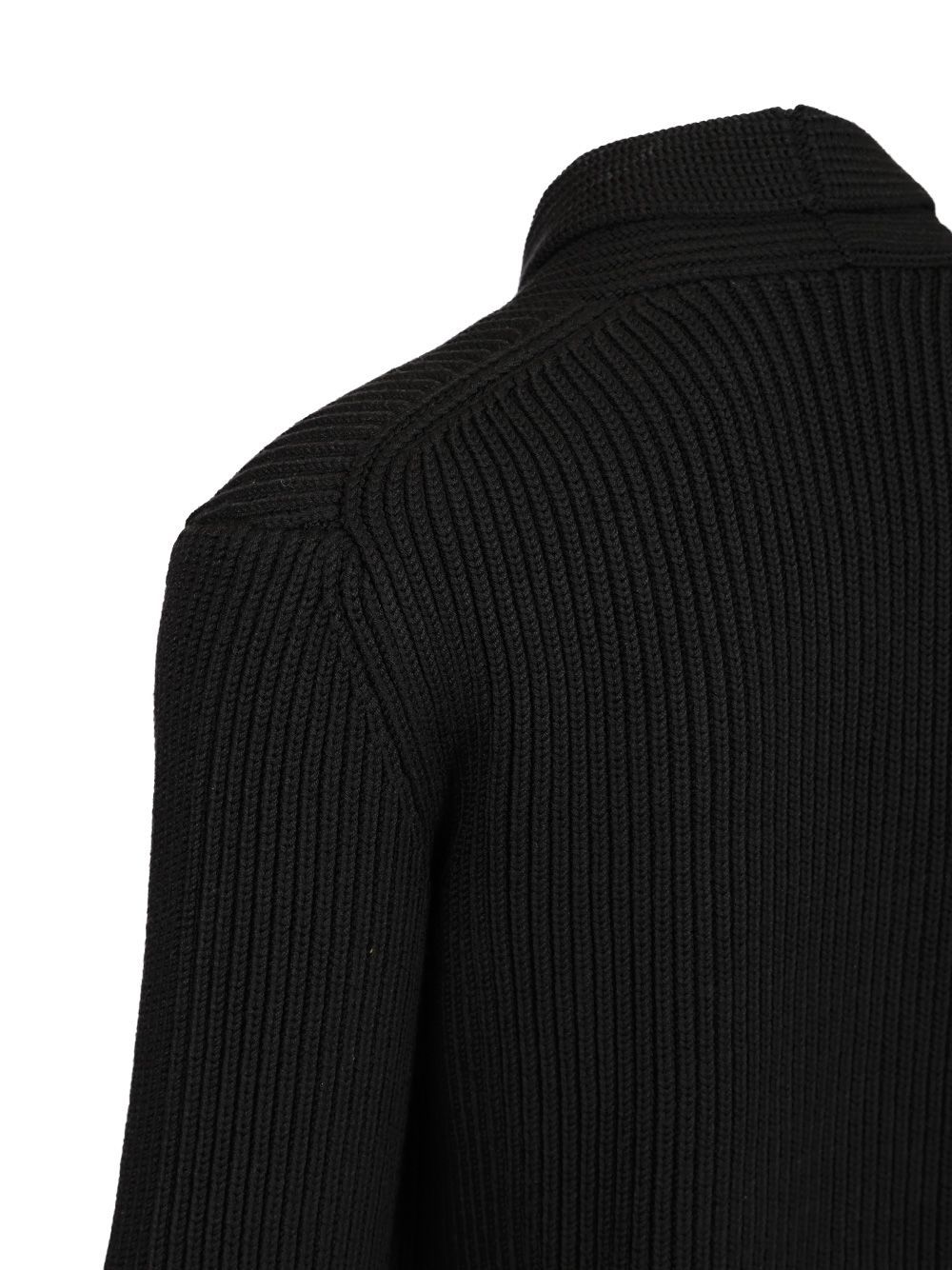 Tom Ford Shawl Collar Double-breasted Front Pockets Ribbed Texture In Black