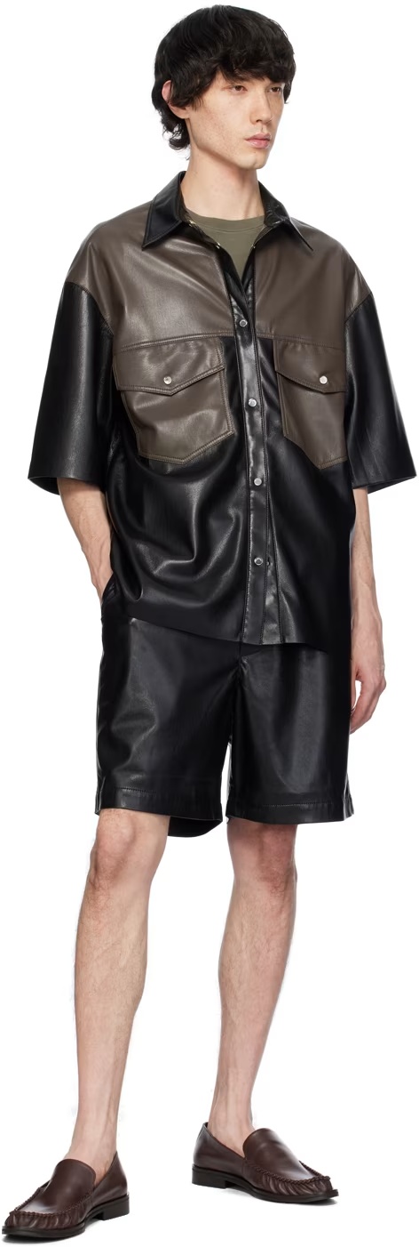 Nanushka Faux-leather Shirt In Black