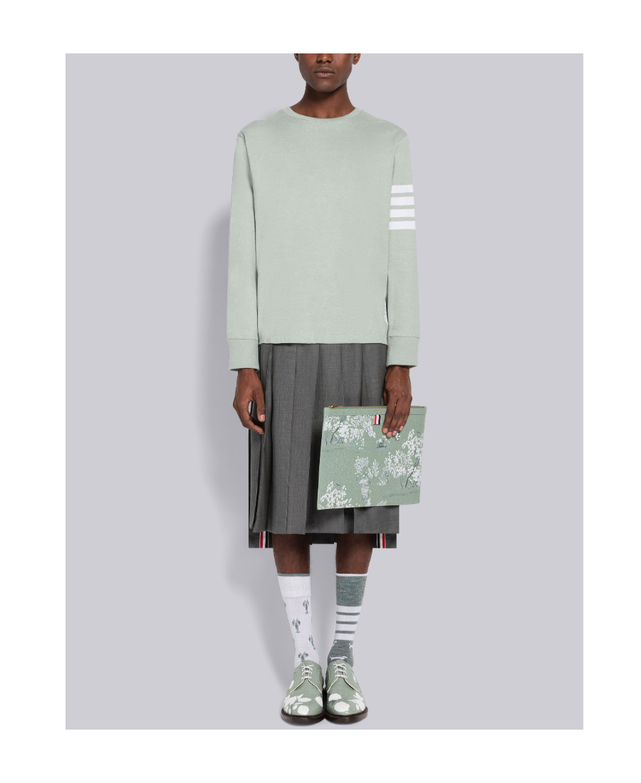 Shop Thom Browne 4-bar Crew-neck Sweatshirt In White