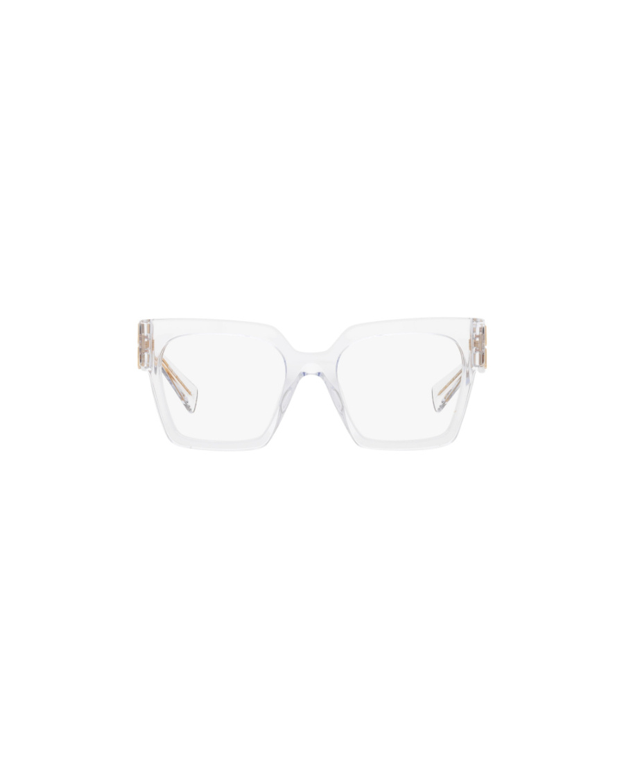 Miu Miu Logo-plaque Transparent Glasses In White