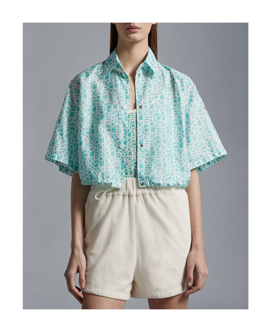 Moncler Woman Shirt Turquoise Size 2 Polyester In Blue