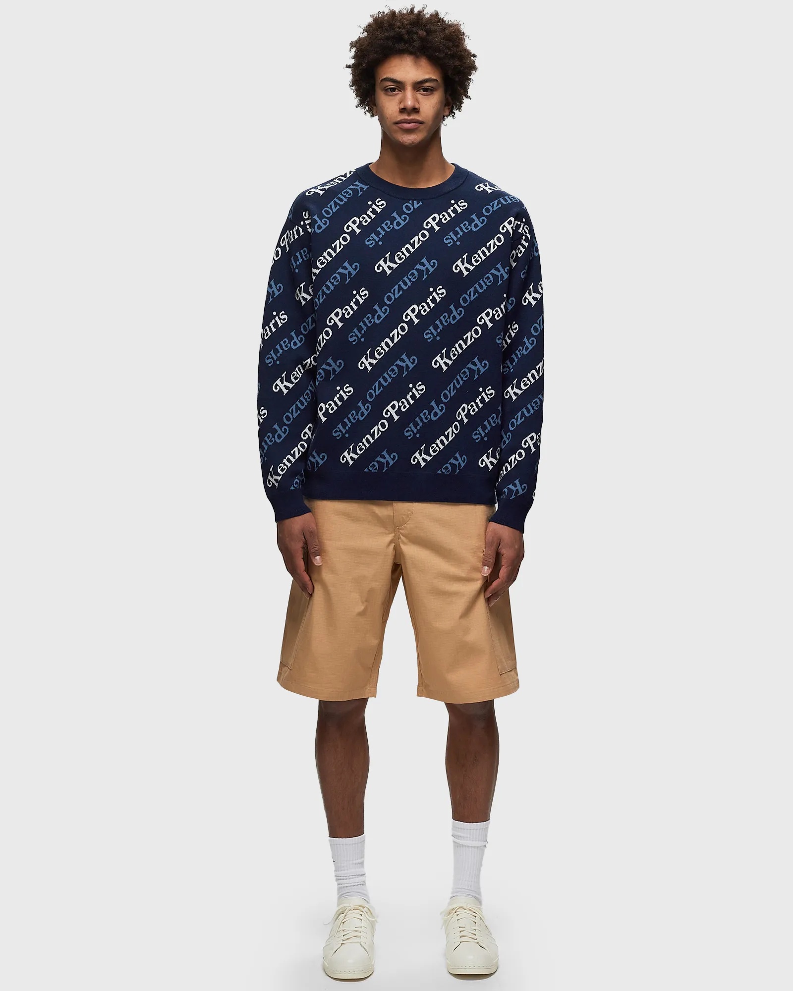 Kenzo Mid-rise Ripstop Cargo Shorts In Nude