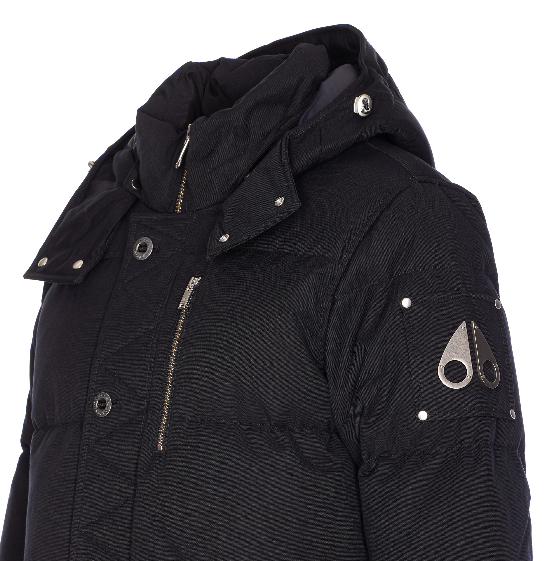 Moose Knuckles Quilted Hooded Jackets Removable Hood In Black