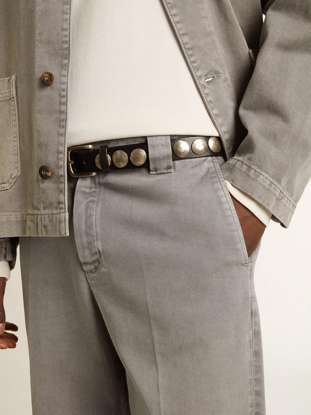 Golden Goose Belt Loop Casual Pants In Gray