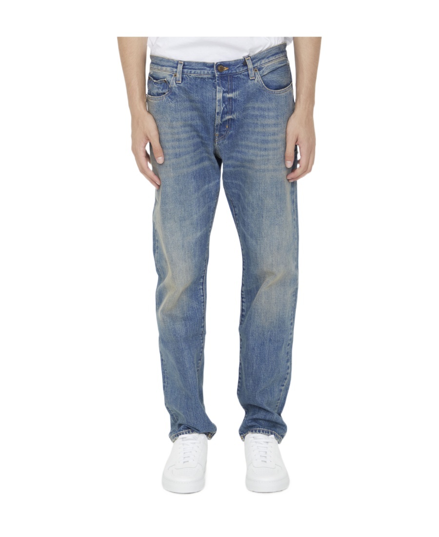 Saint Laurent Mid-rise Straight-leg Jeans In Blue
