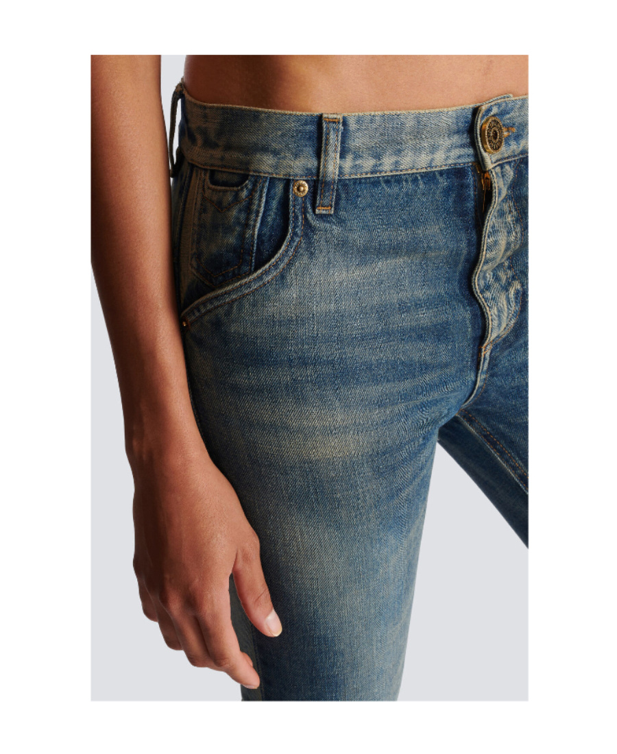 Balmain Western Low-rise Bootcut Jeans In Blue