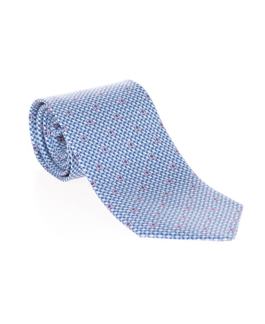 Ferragamo Gancini Print Tie In Blue