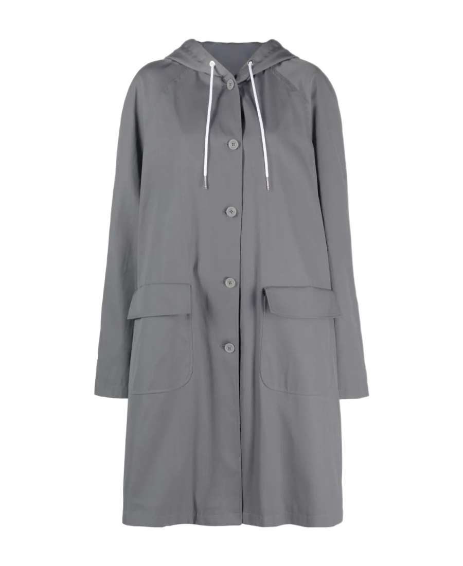 Thom Browne Drawstring-hood Parka Coat In Gray