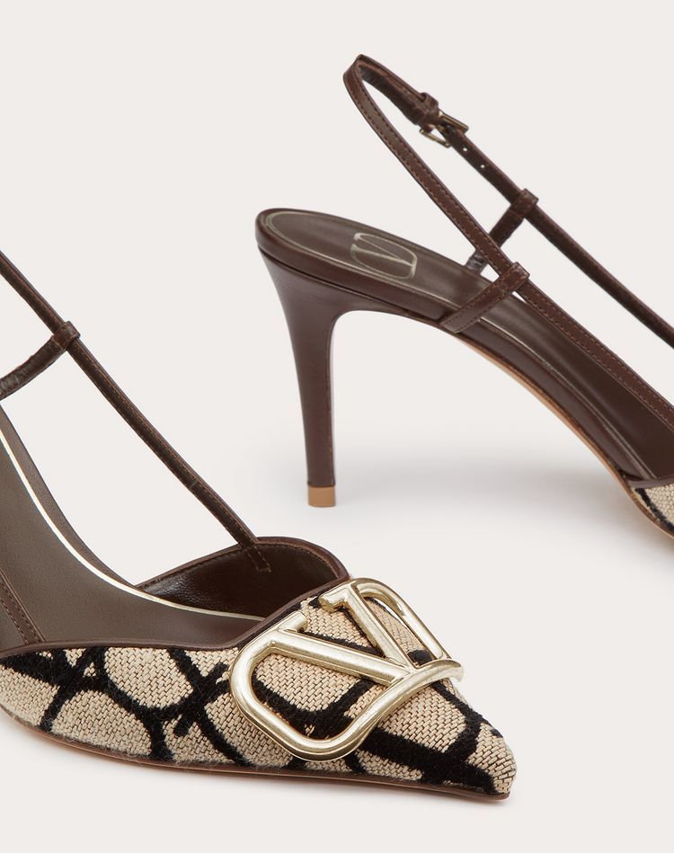 Valentino Vlogo Toile Iconographe Slingback Pumps In Multicolor