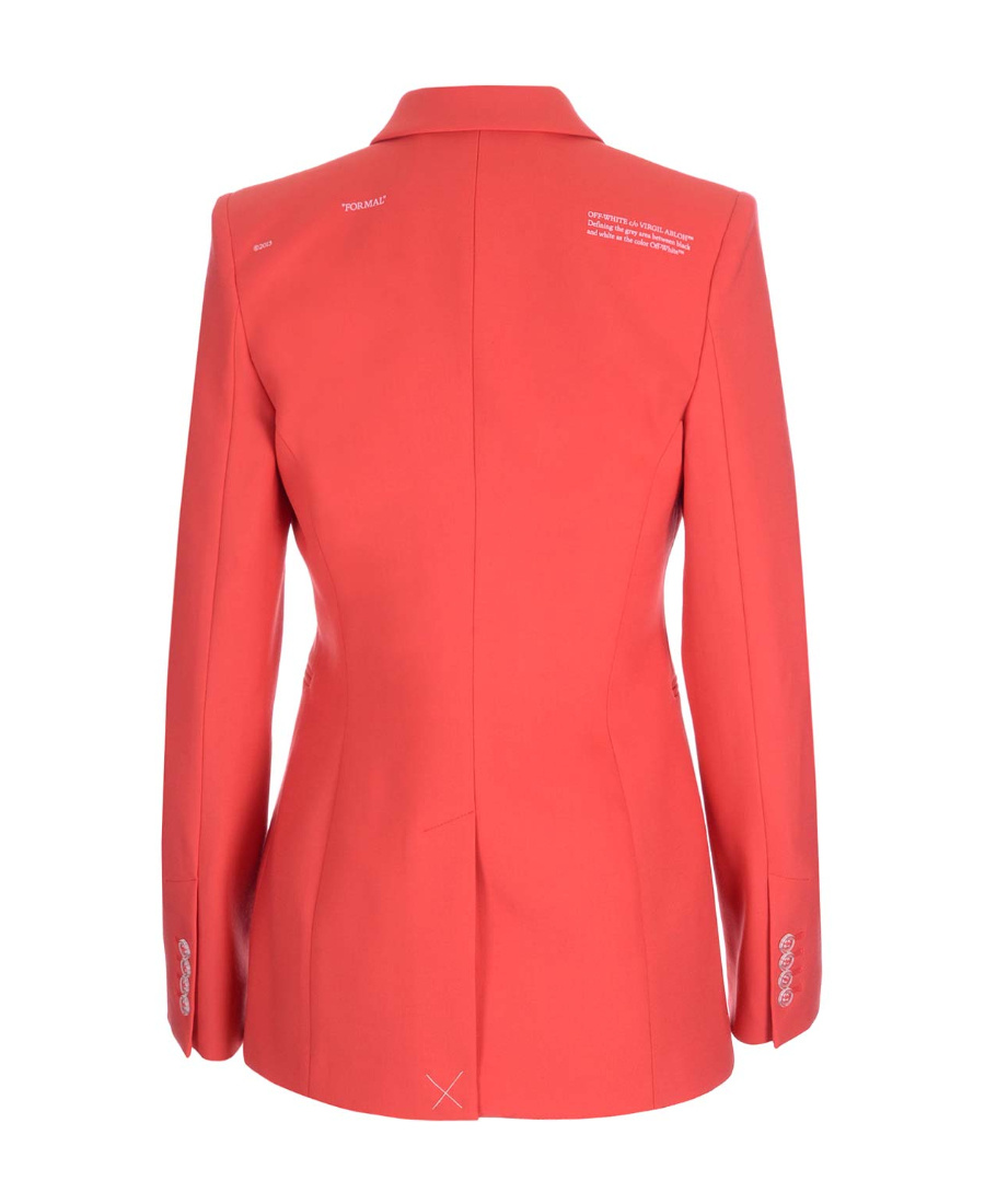 Off-white Notch Lapels Buttoned Blazer In Red