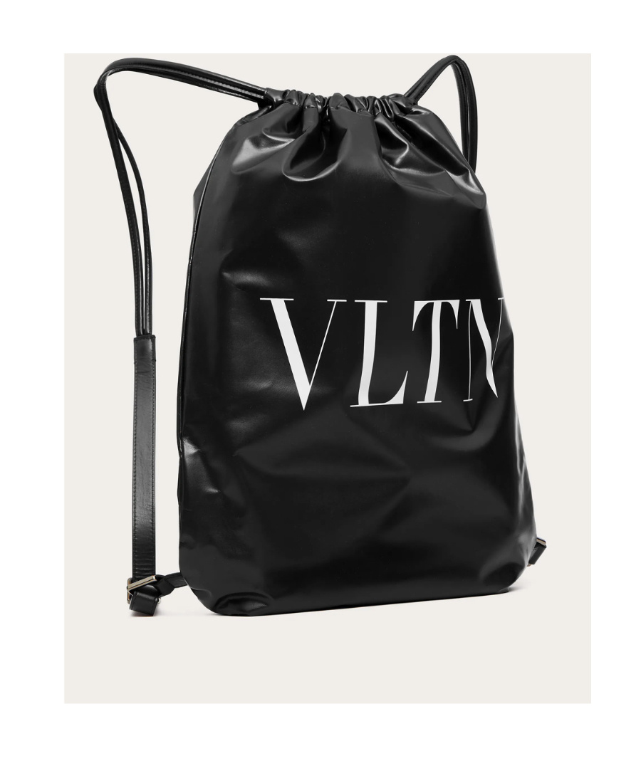 Valentino Black Vltn Patent Leather Backpack In Black