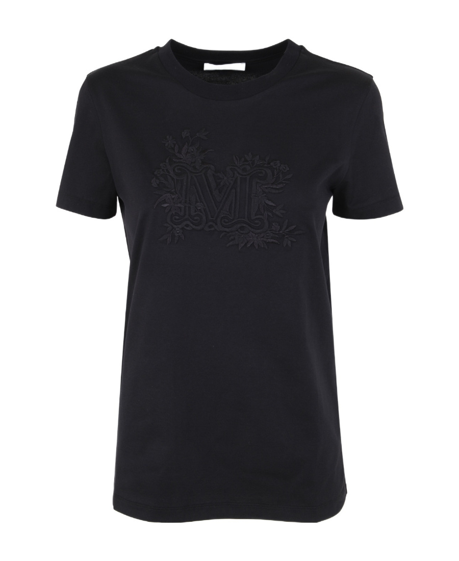 Max Mara Embellished Round Neck Top With Graphic Detail In Black