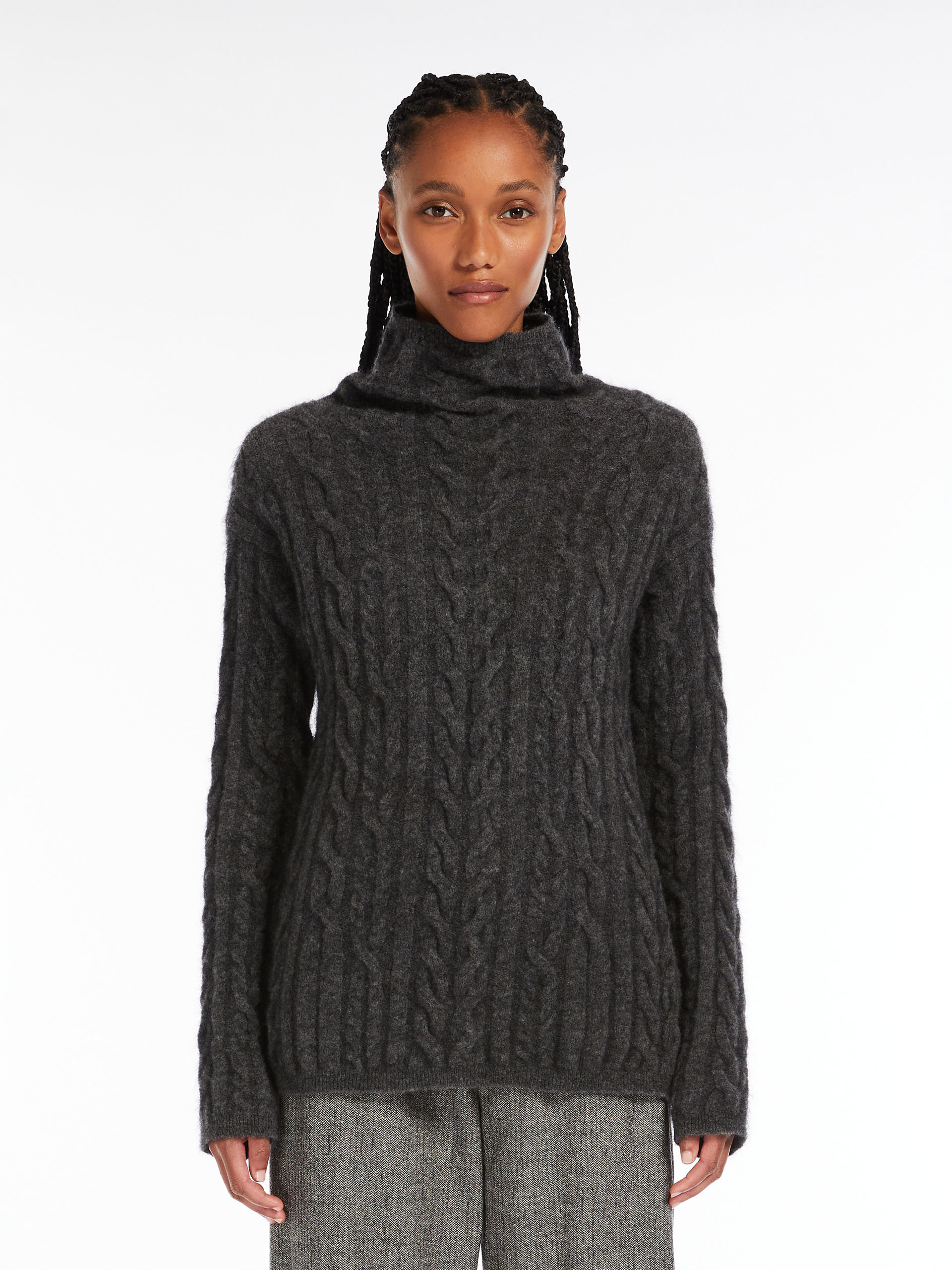 Max Mara Wool Turtleneck Sweater In Gray
