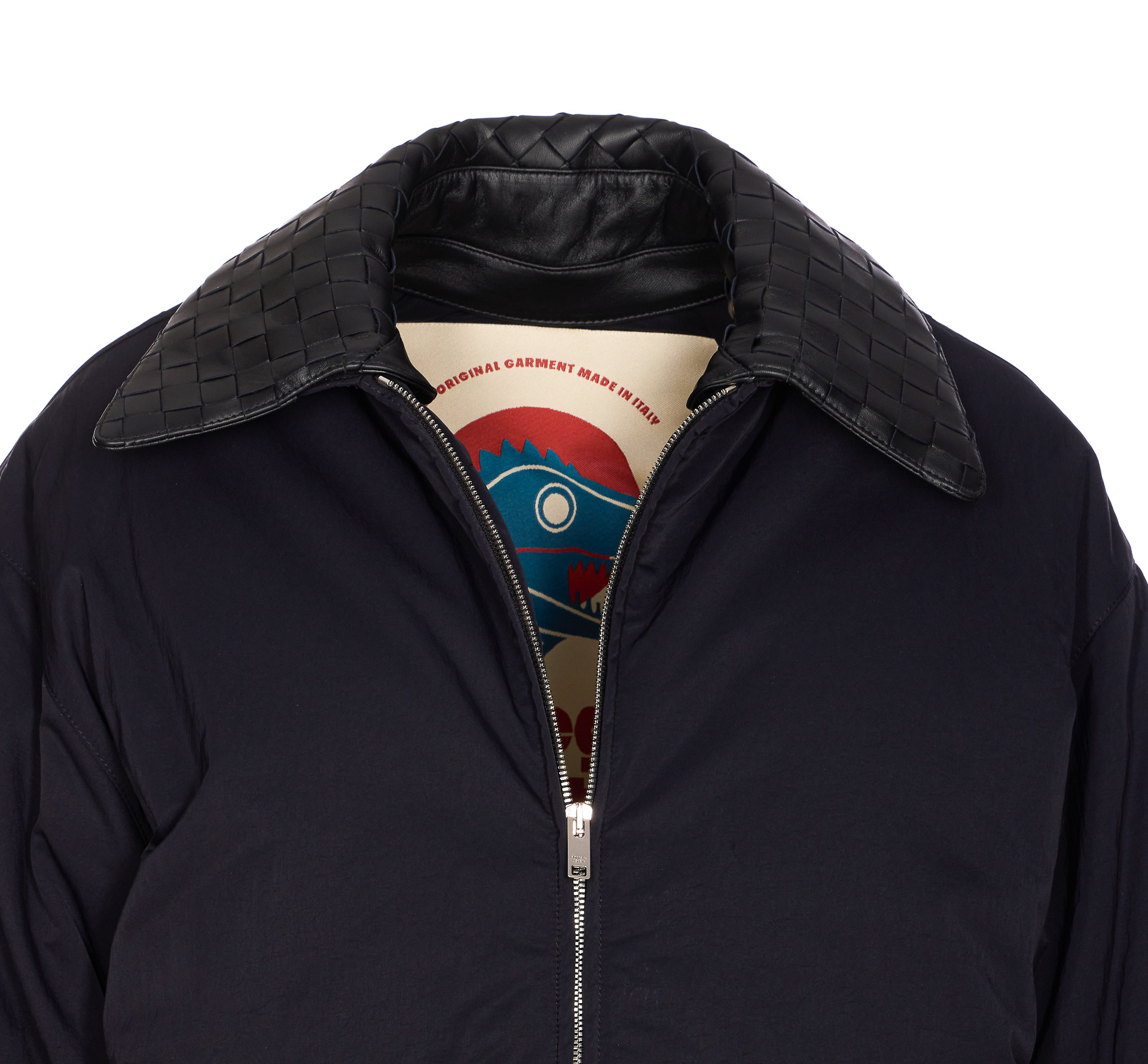 Bottega Veneta Long-sleeved Down Jacket In Blue