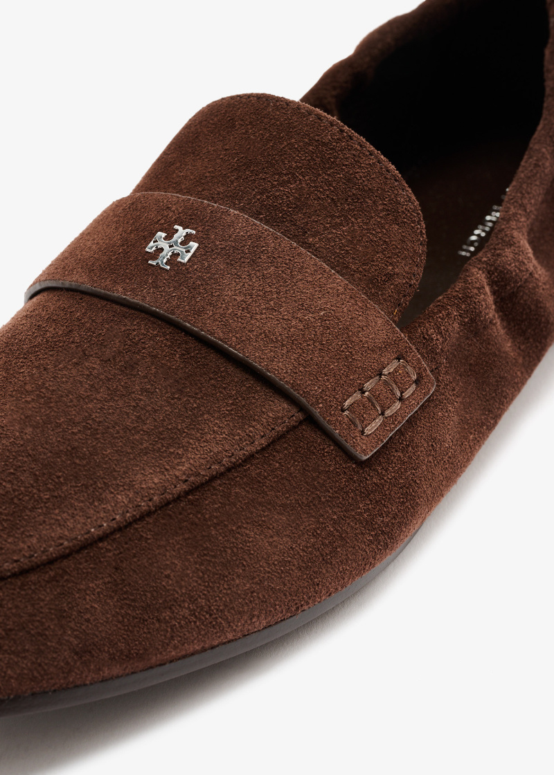 Tory Burch Suede Ballet Loafers In Brown