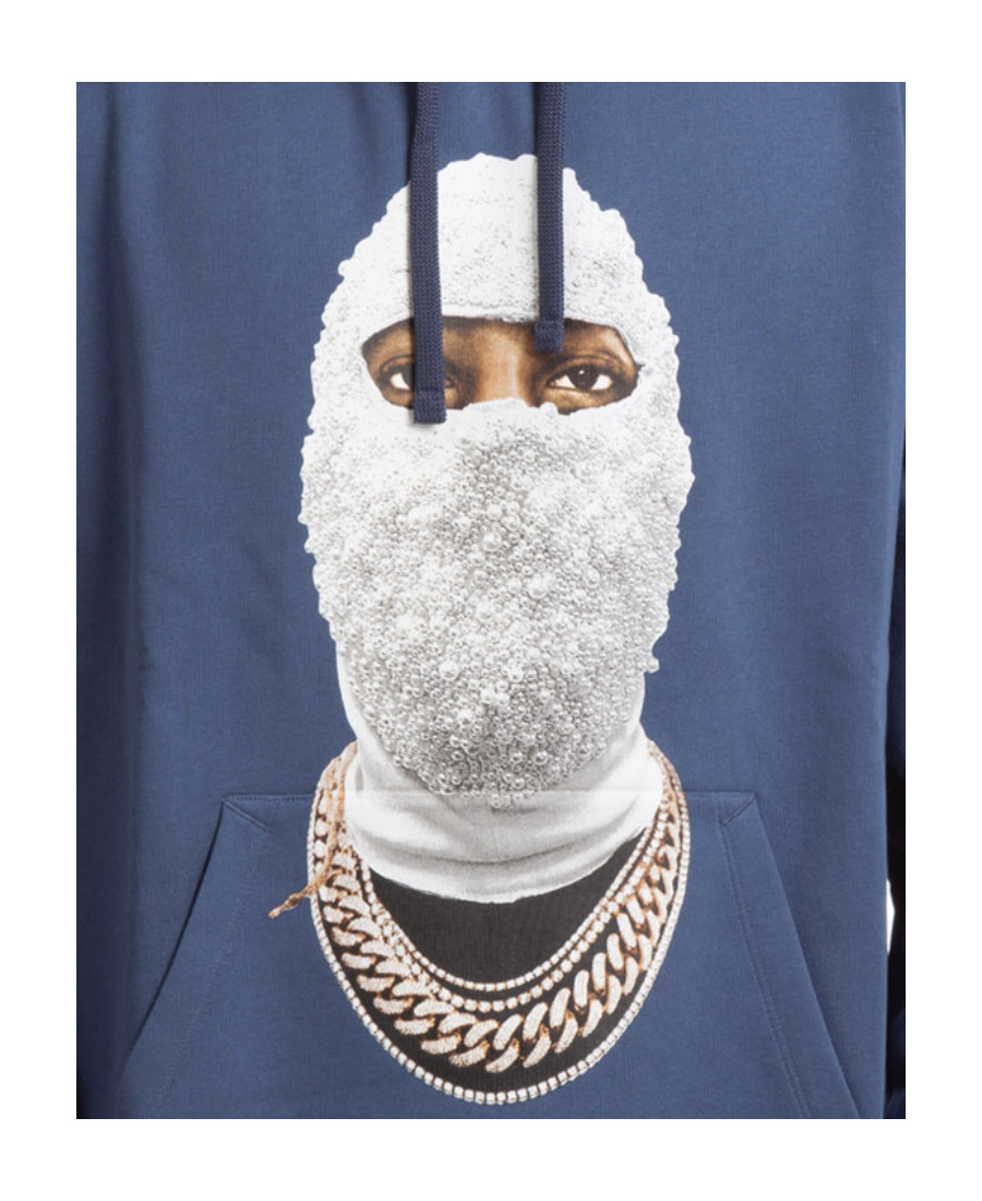 Ih Nom Uh Nit Gold Face Print Hoodie In Blue