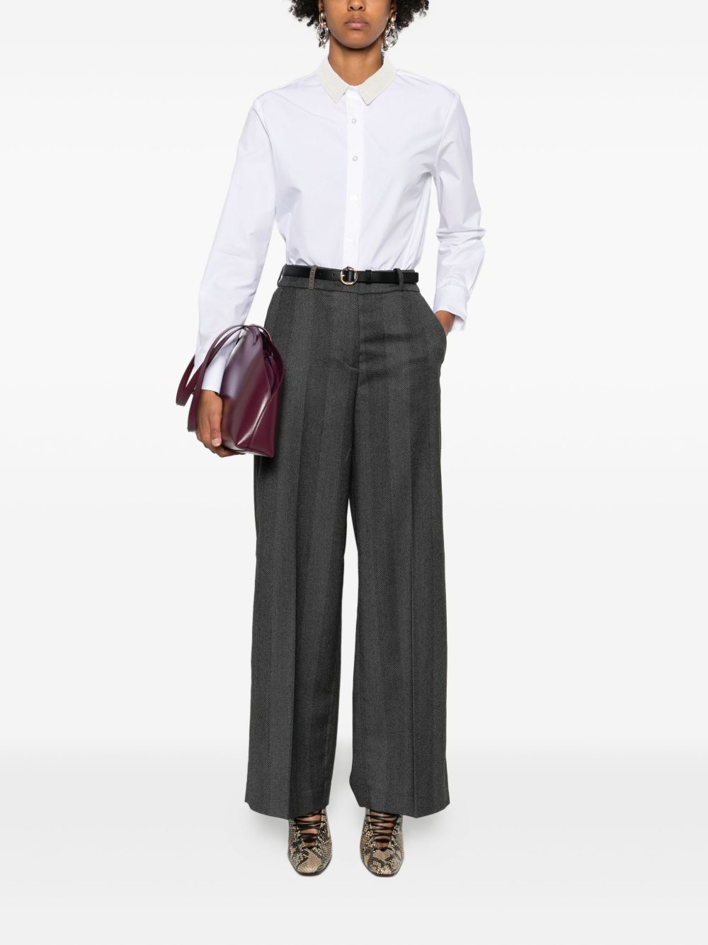 Peserico Herringbone Trousers In Animal Print