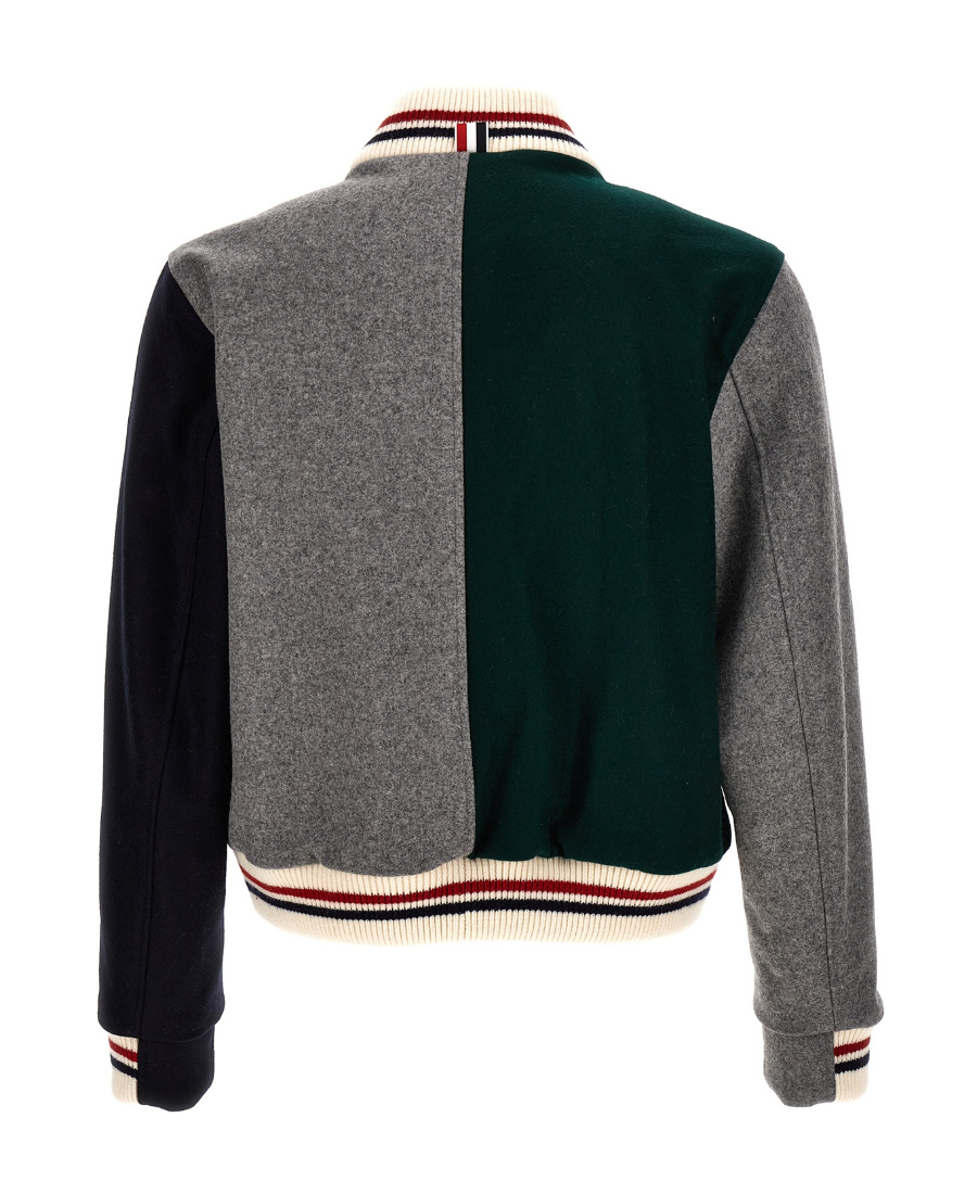 Thom Browne Colour-block Bomber Jacket In Black