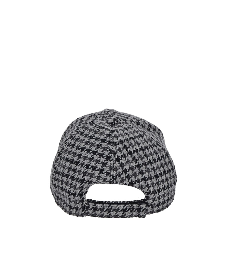 Miu Miu Shetland Logo Houndstooth Cap In Gray