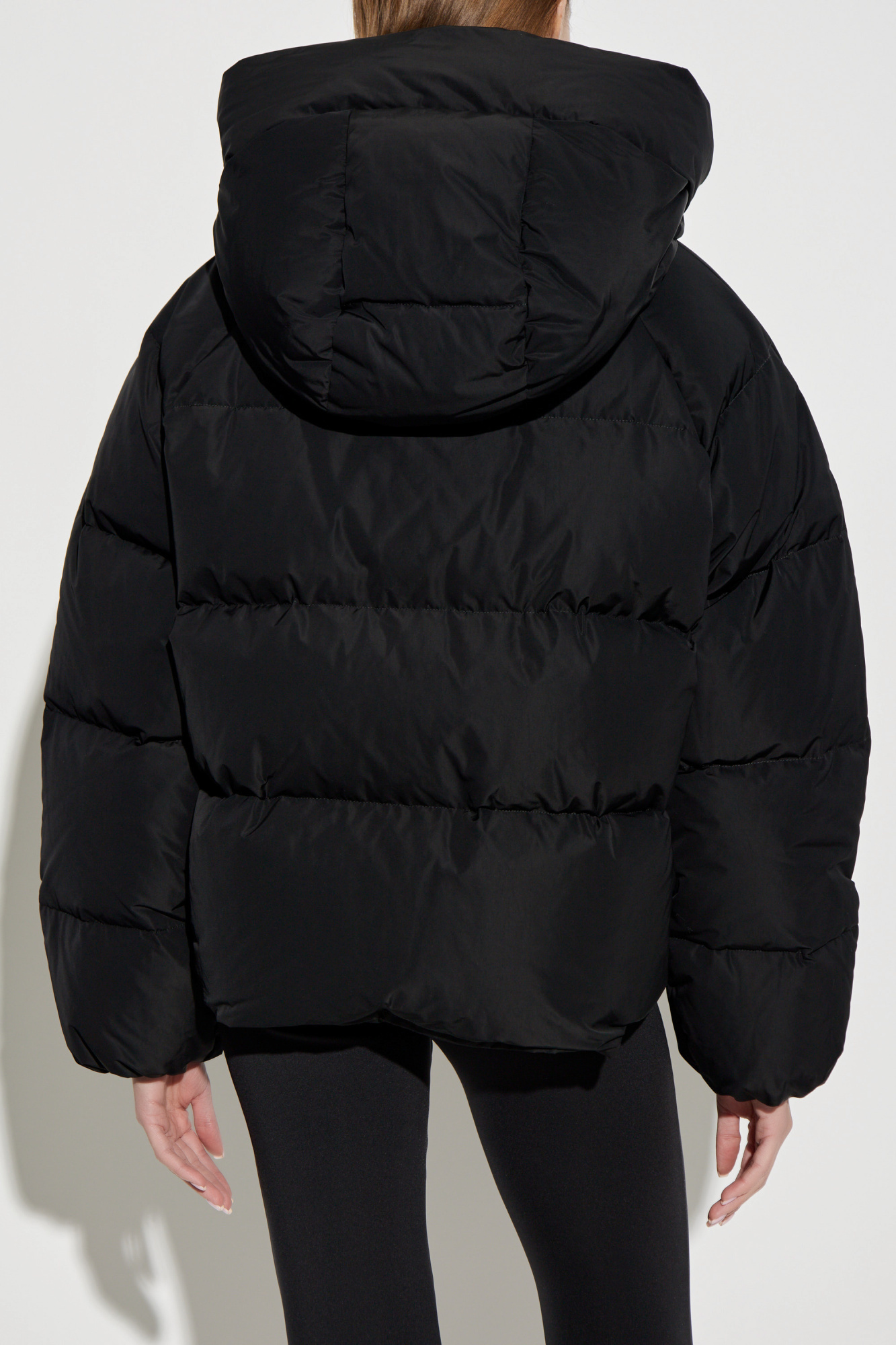 Dolce & Gabbana Hooded Logo-plaque Puffer Jacket In Black