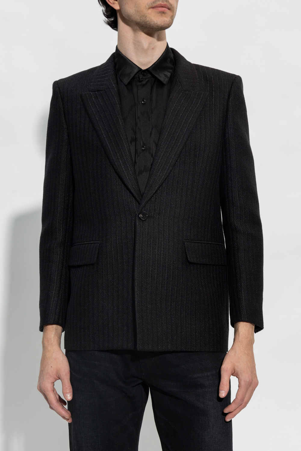 Saint Laurent Single-breasted Button-fastening Jacket In Black