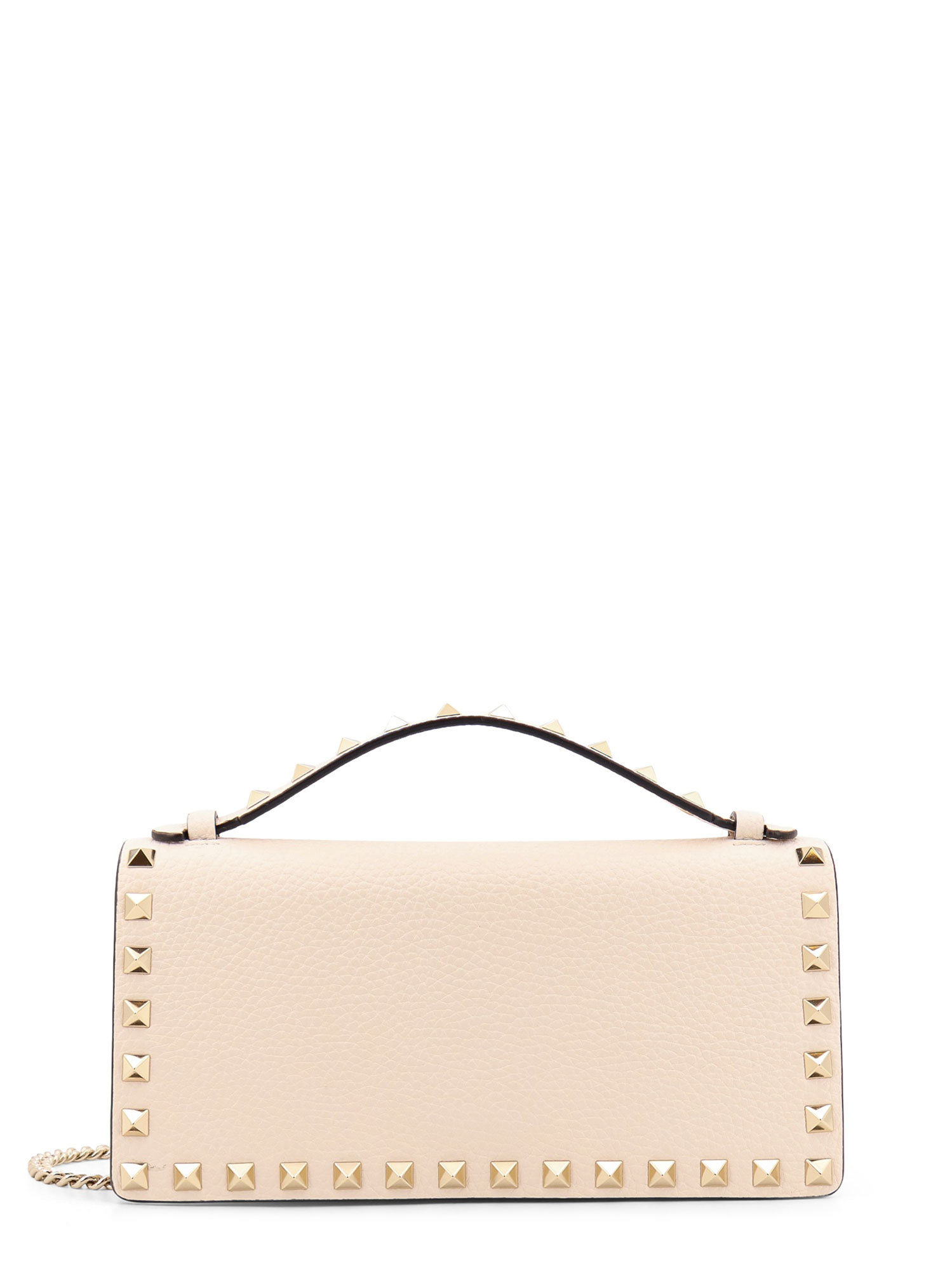 Valentino Garavani Rockstud Chain Wallet In Nude