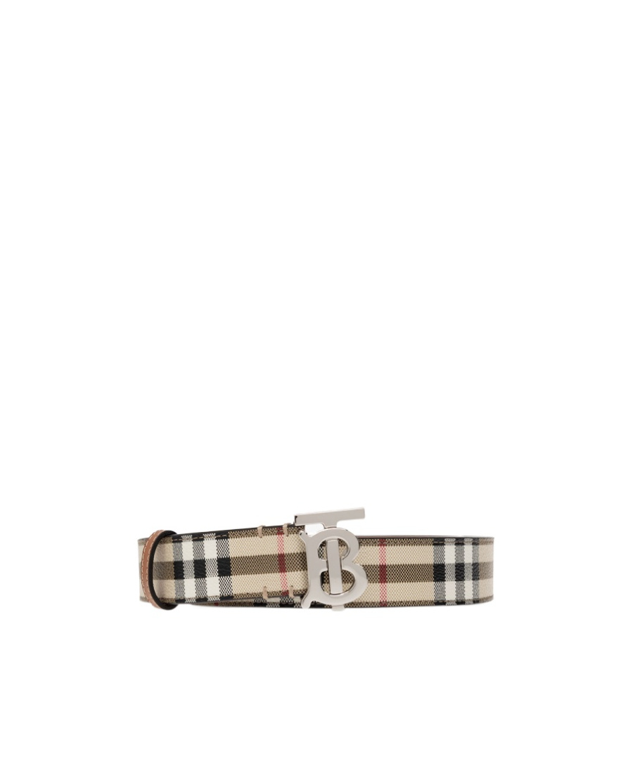 Burberry Tb Check-print Leather Belt In Blue