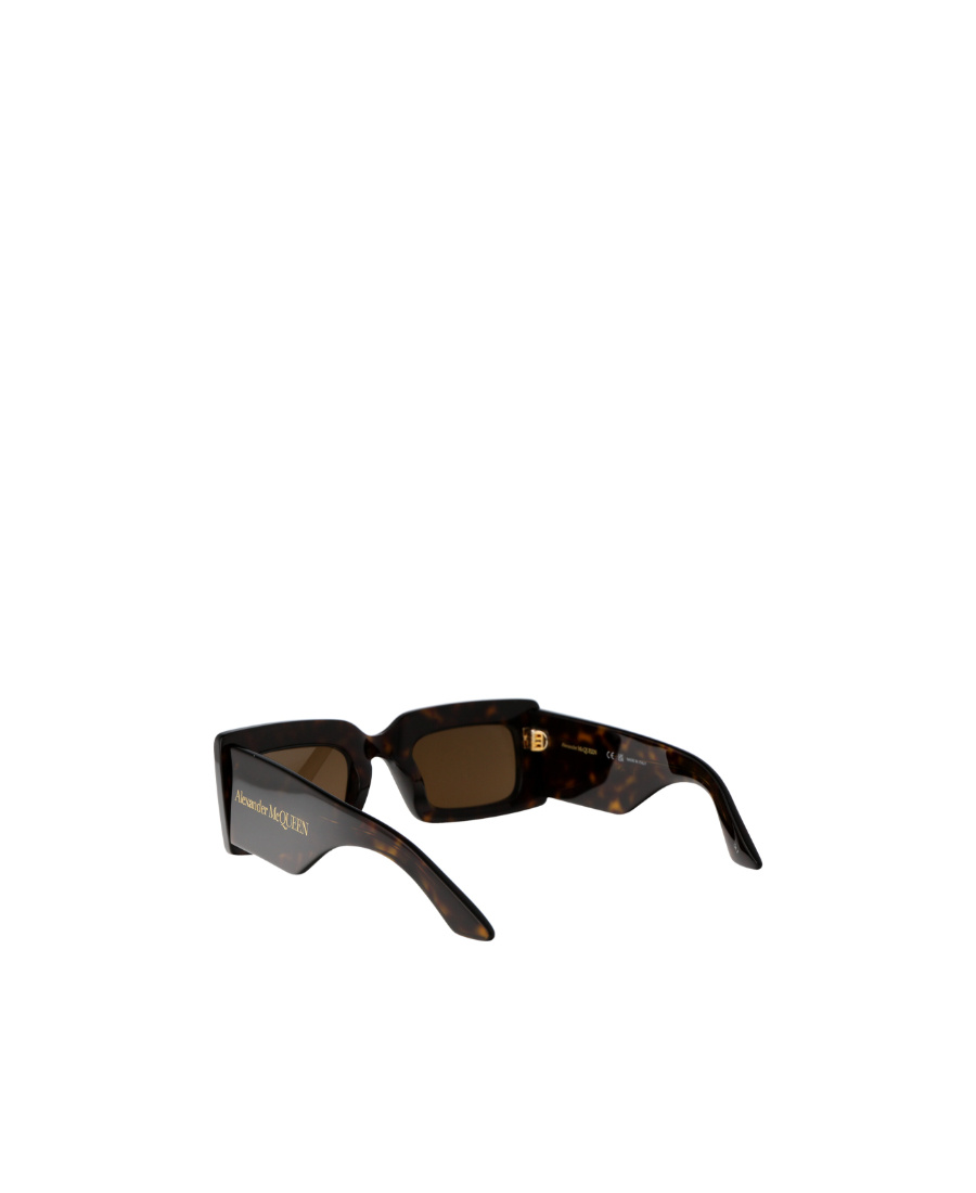 Alexander Mcqueen Bold Tortoiseshell Rectangle-frame Sunglasses In Black
