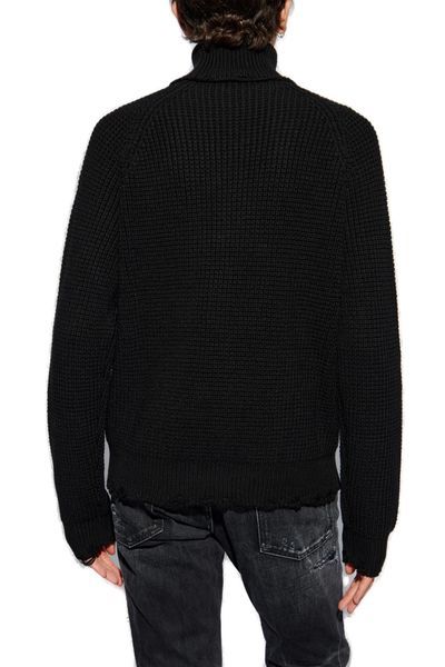 Dsquared2 Navy Blue Turtleneck Sweater In Wool In Black