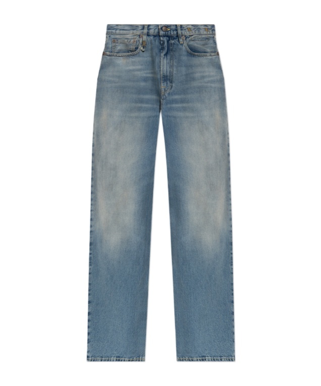 R13 Wide-leg Distressed Jeans In Gray