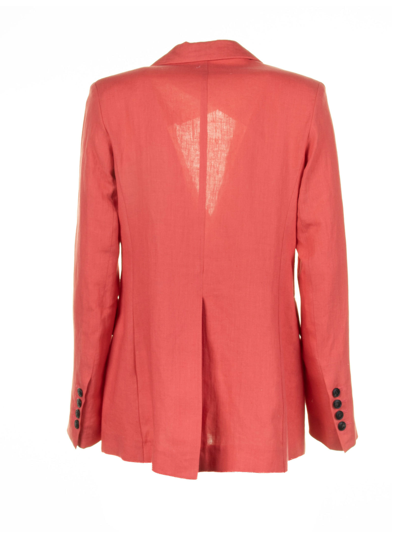 Eleventy Coral Double-breasted Linen Jacket In Pink