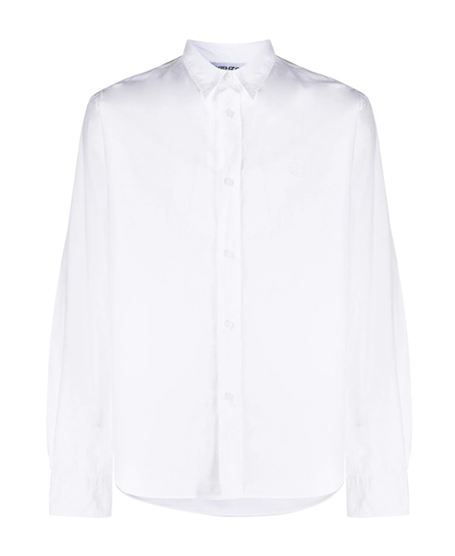 Kenzo Logo Long-sleeved Shirt In White