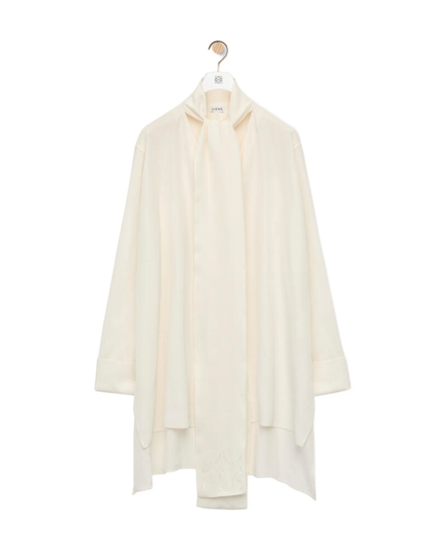 Loewe Anagram Lavaliere Blouse In Silk In Neutral
