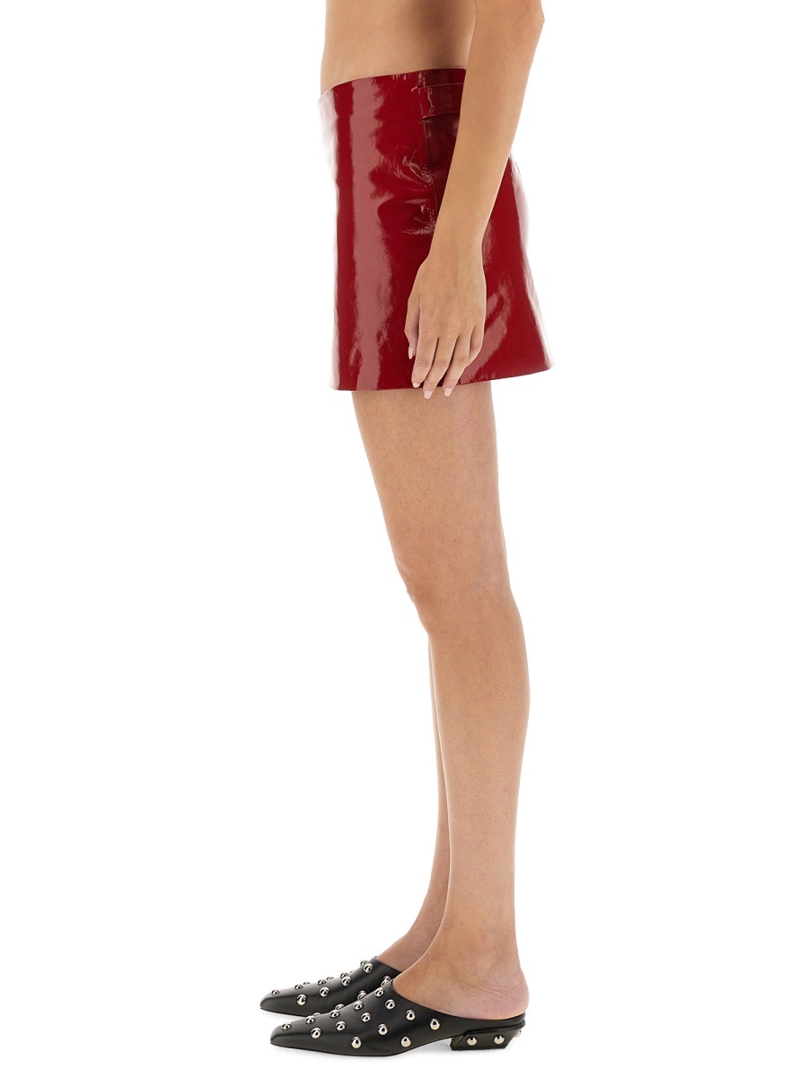 Moschino Skirt With Button Accents And High-shine Finish In Red