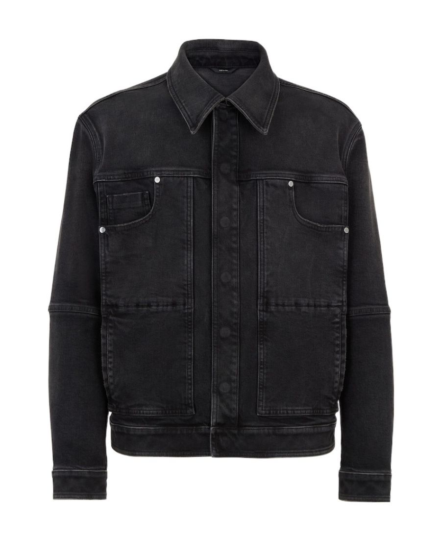Fendi Straight Cut Denim Jacket In Black