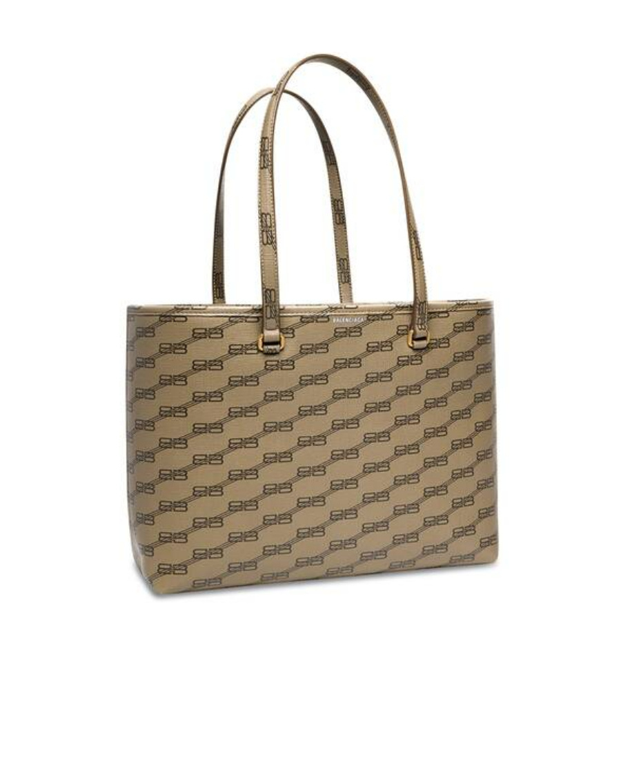 Balenciaga Logo-print Coated-canvas Tote Bag In Brown