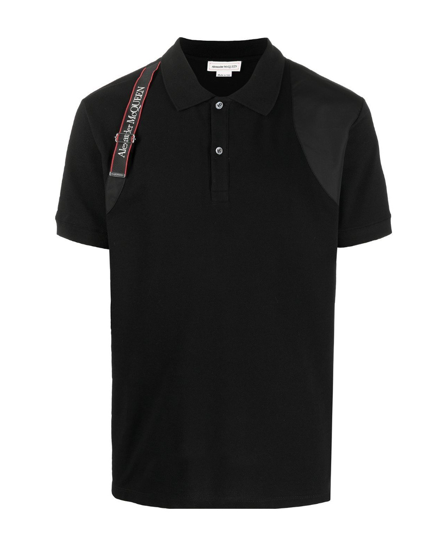 Alexander Mcqueen Shoulder Strap T-shirt In Black