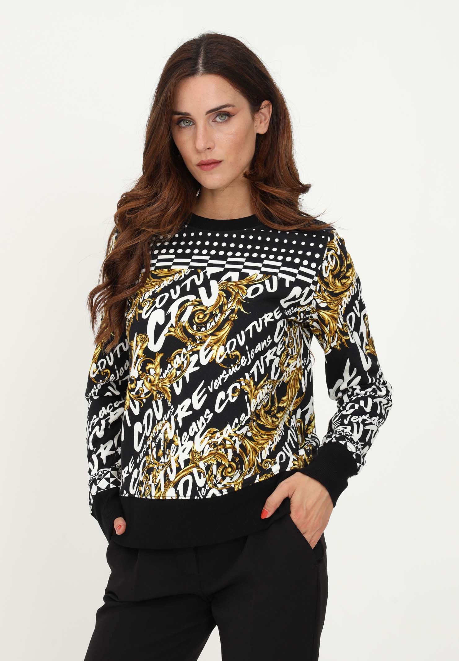 Versace Jeans Baroque-pattern Print Sweater In Black