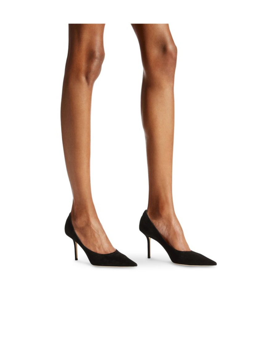 Jimmy Choo Logo Pointed High Heels In Black
