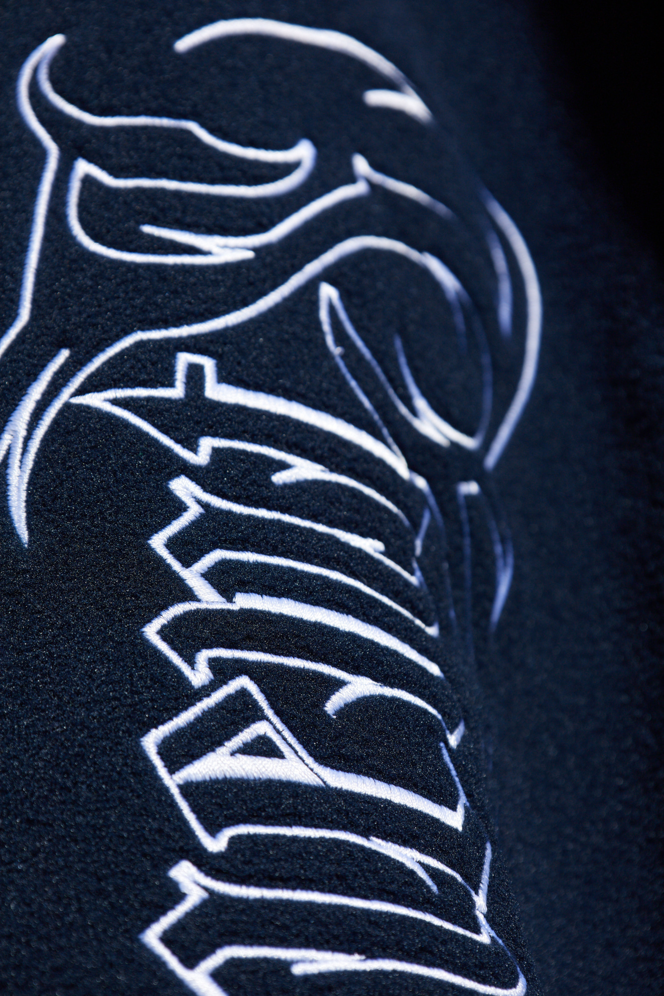 Vetements Navy Embroidered-logo Jacket In Black