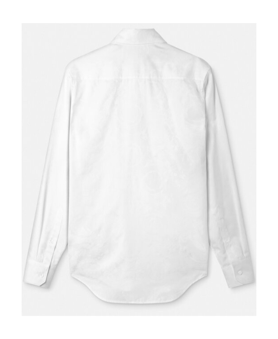 Versace Barocco Jacquard Button-up Shirt In White