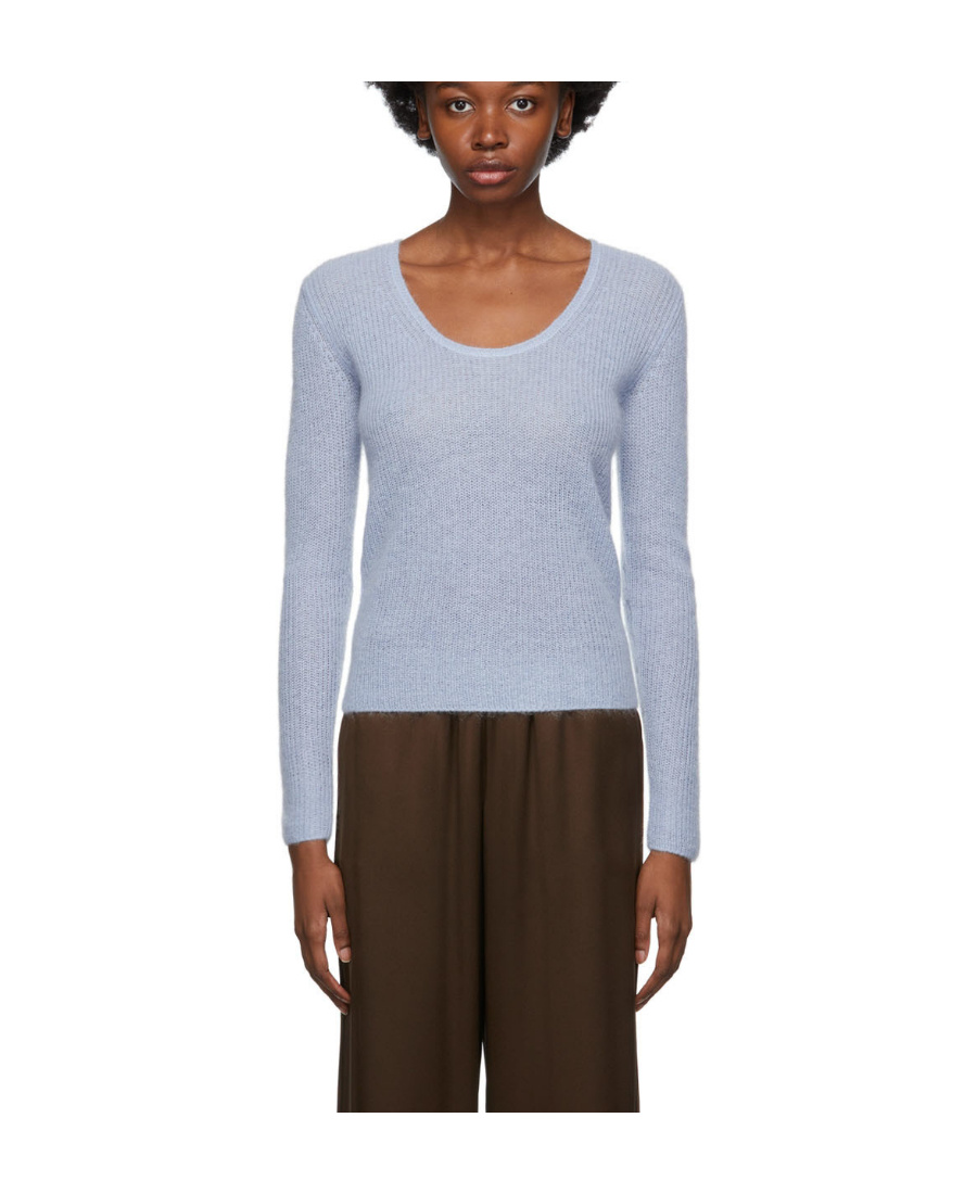 VINCE RIB KNITTED LOW ROUND NECK PULLOVER