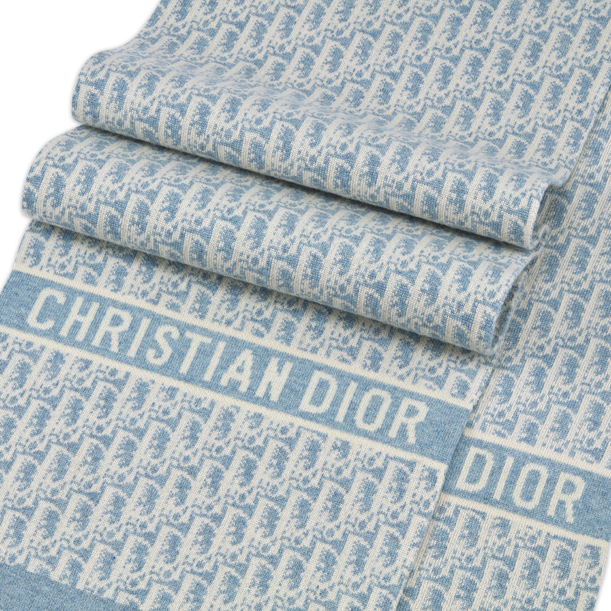Dior Alps  Oblique Scarf In Blue