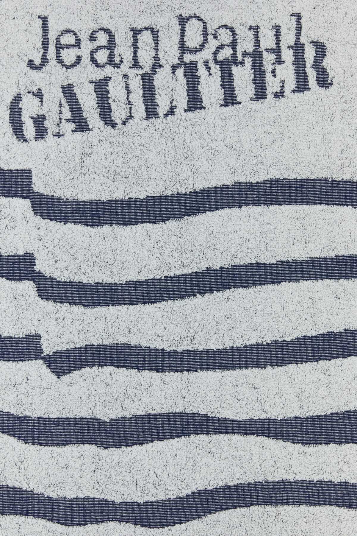 Jean Paul Gaultier Embroidered Terry Fabric Beach Towel In Gray