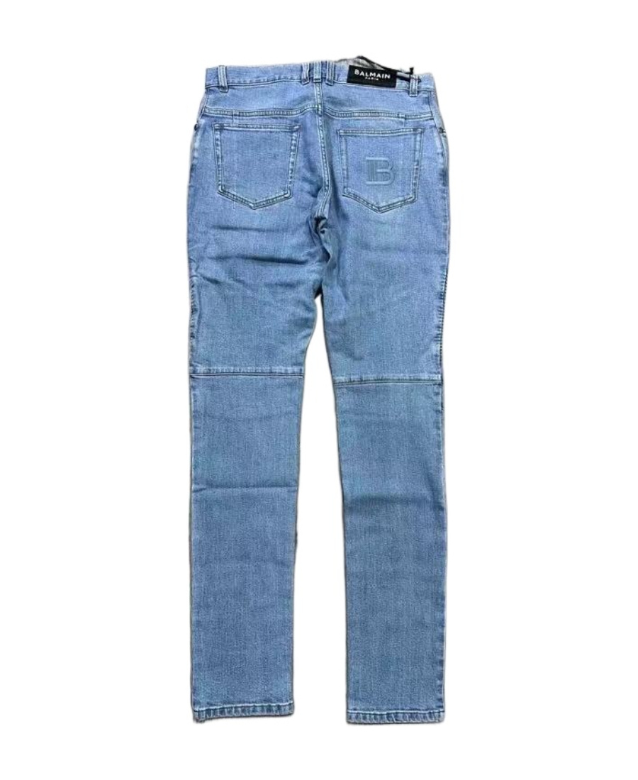 Balmain Logo Jeans In Blue